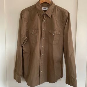 Sz M Buck Mason Tan Pearl Snap Western Shirt